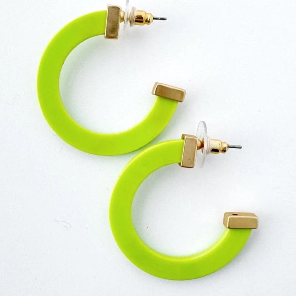 Michelle McDowell Lime Green Acrylic Hoop Earrings